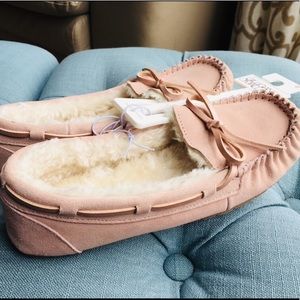 NWT! Pink and white moccasins
